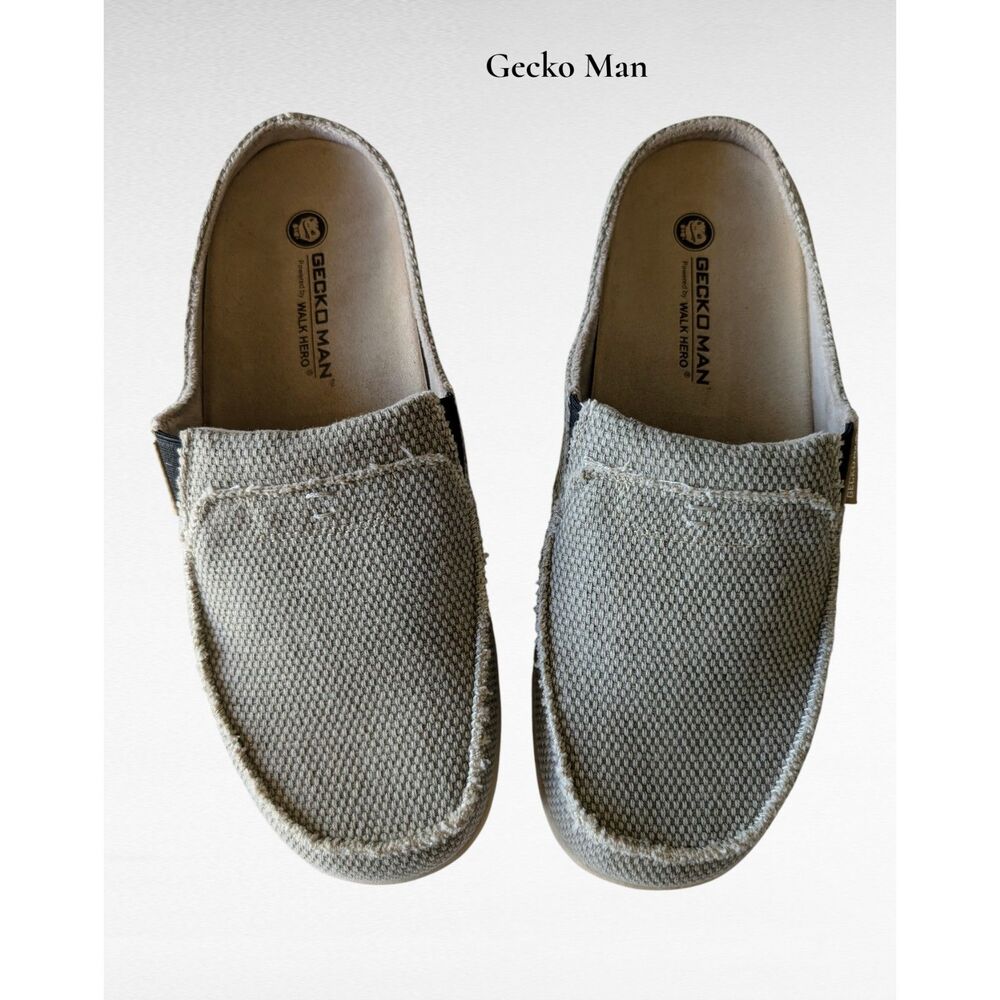Gecko Man men's arch support canvas tweed look slippers/shoes  Sz M13